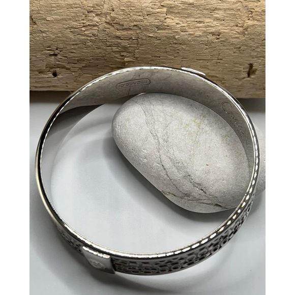 COACH Signature Silver Bangle Bracelet - Picture 3 of 9